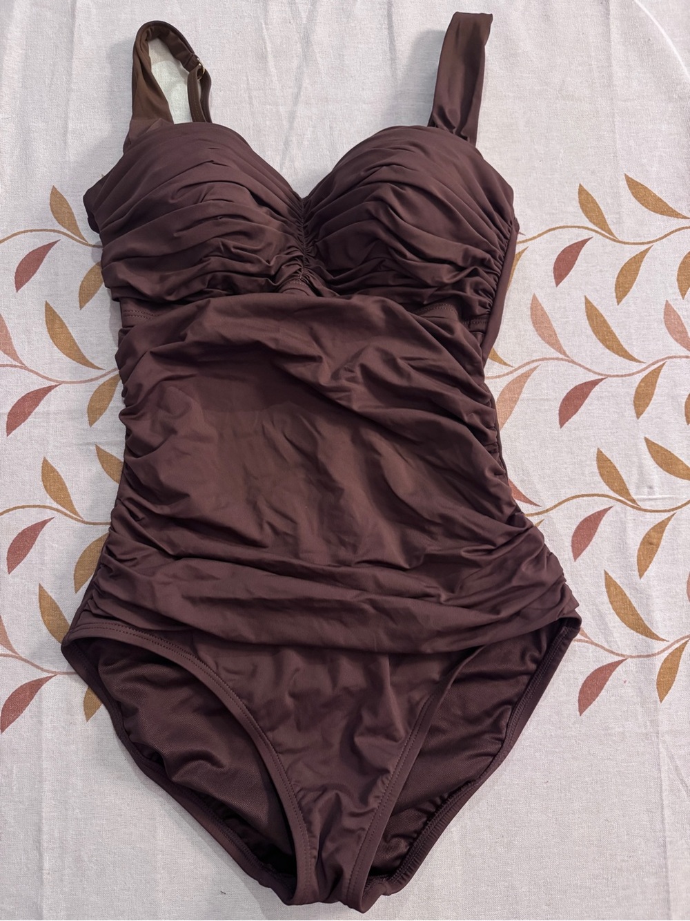 Bleu Rod Beattie Chocolate Brown Ruched One-Piece Swimsuit